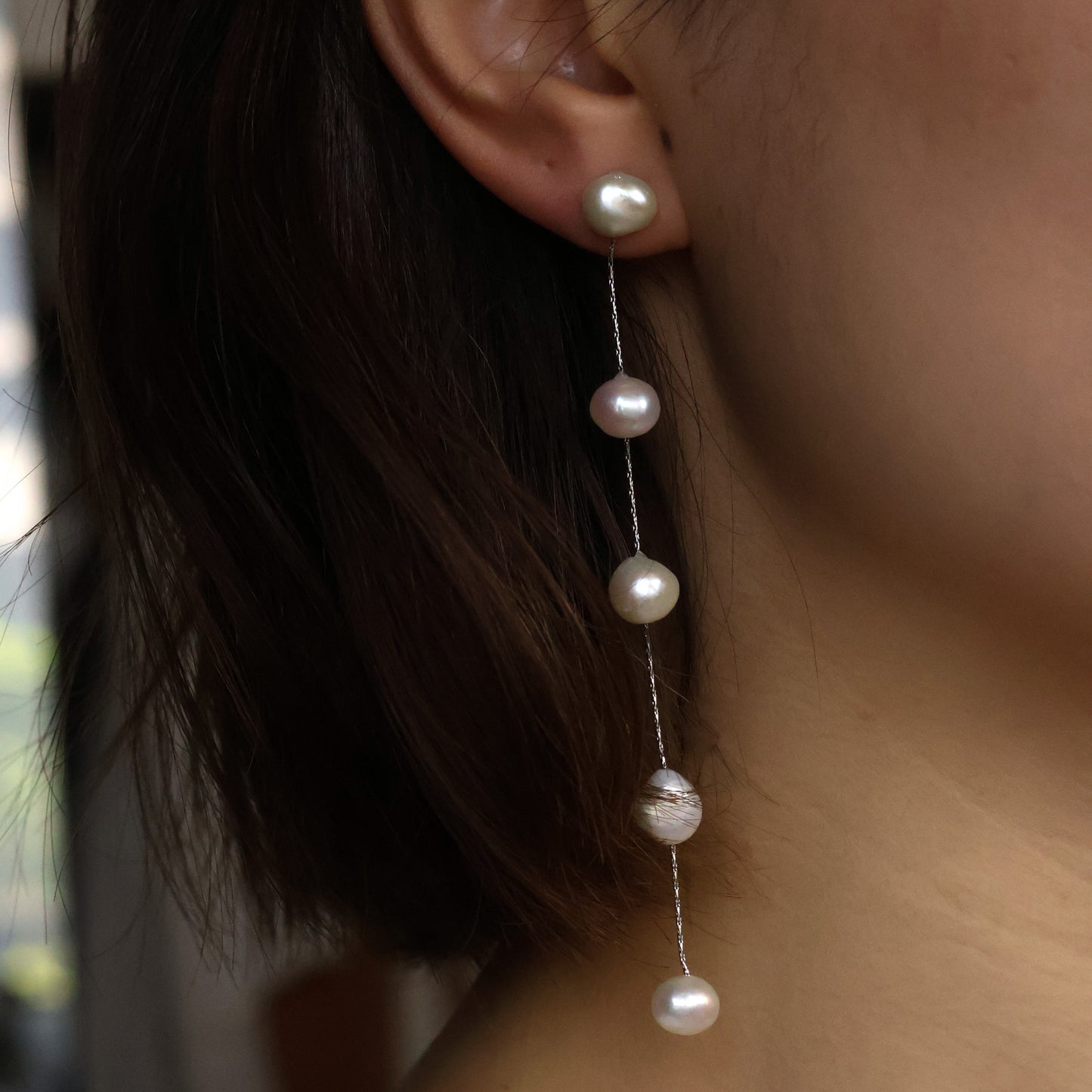 Amara dangled natural pearl earrings bridal