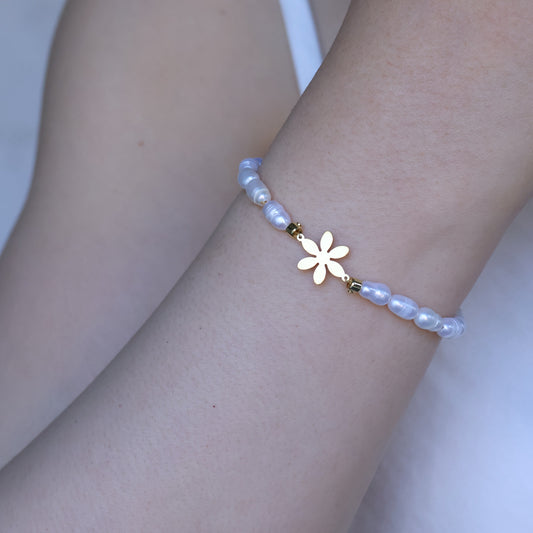 Flower Charm Freshwater Pearl Bracelet