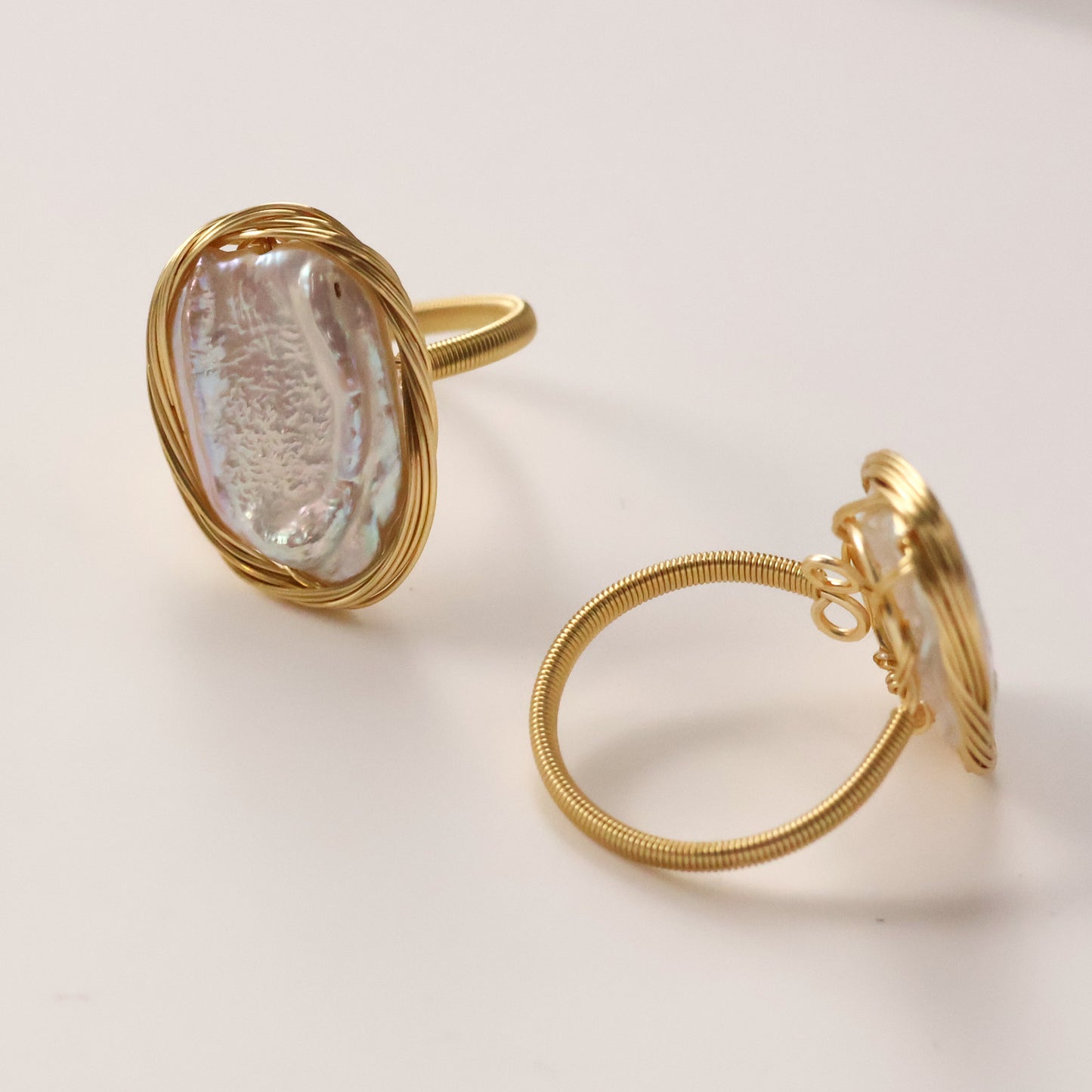 Large baroque Pearl open ring