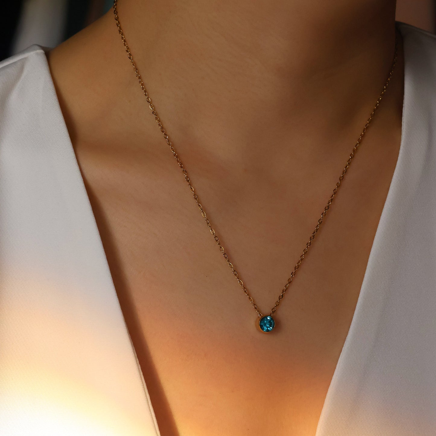 Personalised birthstone necklace real gold plated