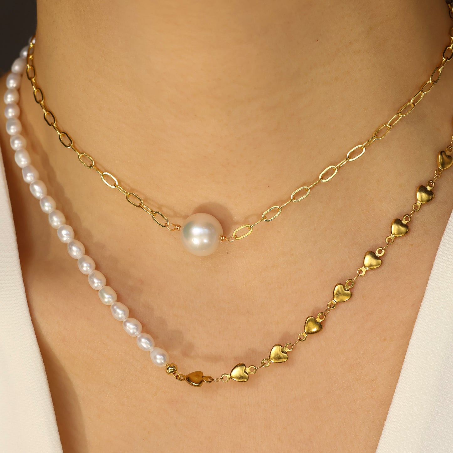 Britney gold plated rice pearl necklace