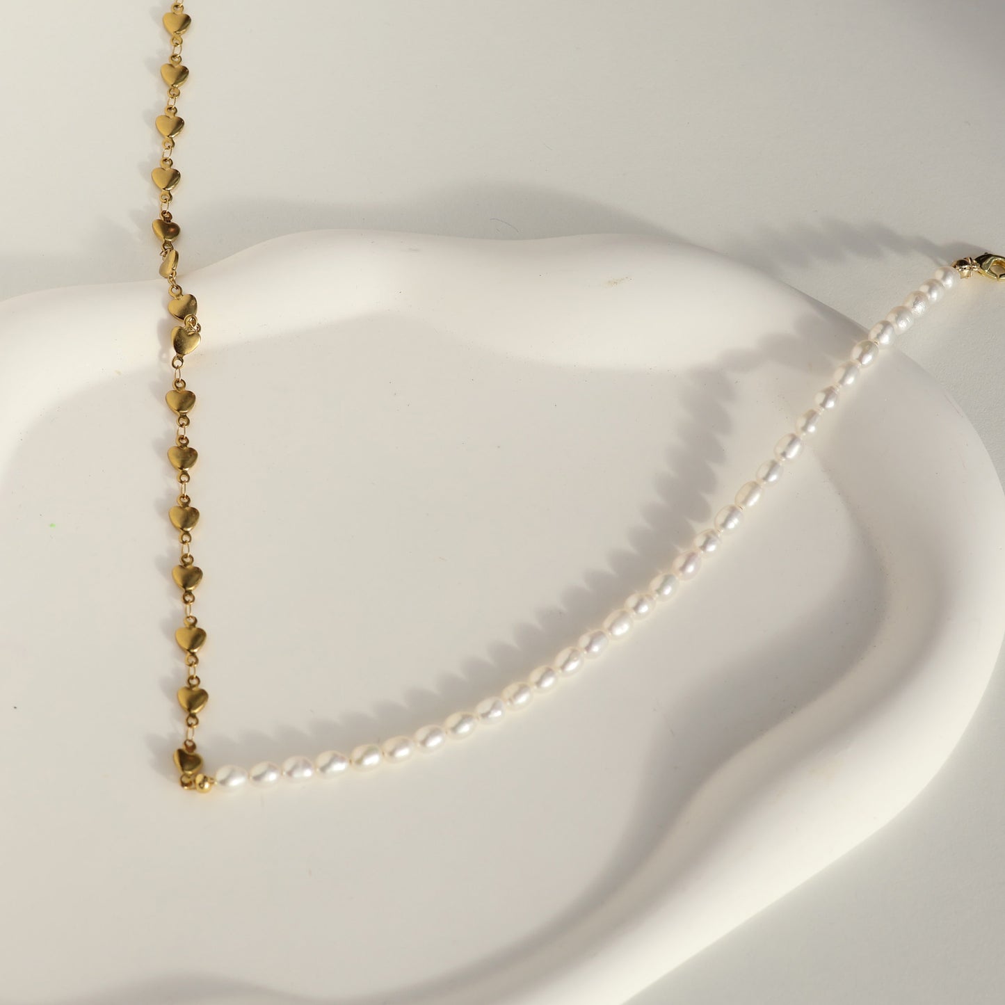 Britney gold plated rice pearl necklace