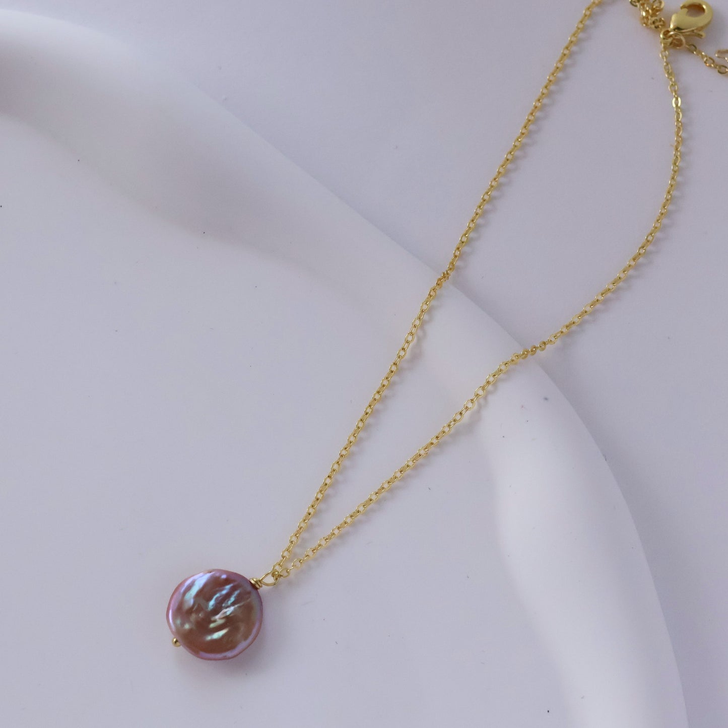 Purple Button baroque pearl necklace