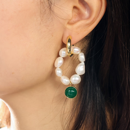 Celeste Huggie Baroque Pearl Earrings handmade