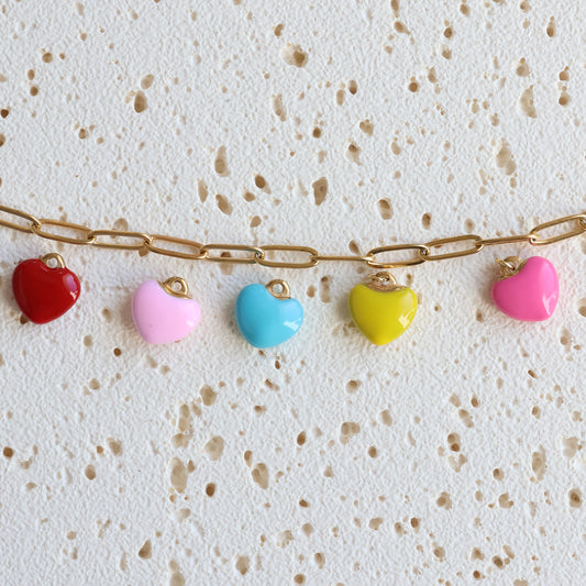 Colorful Enamel Heart Charms