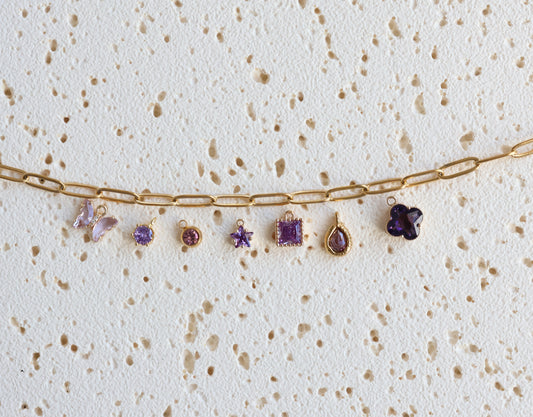 February Birthstone Amethyst Charm
