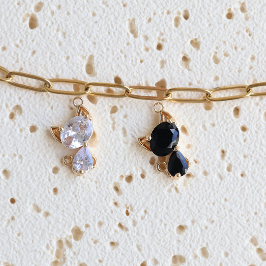 Crystal Cat Rhinestone Charms β Gold-Plated on Brass π±β¨