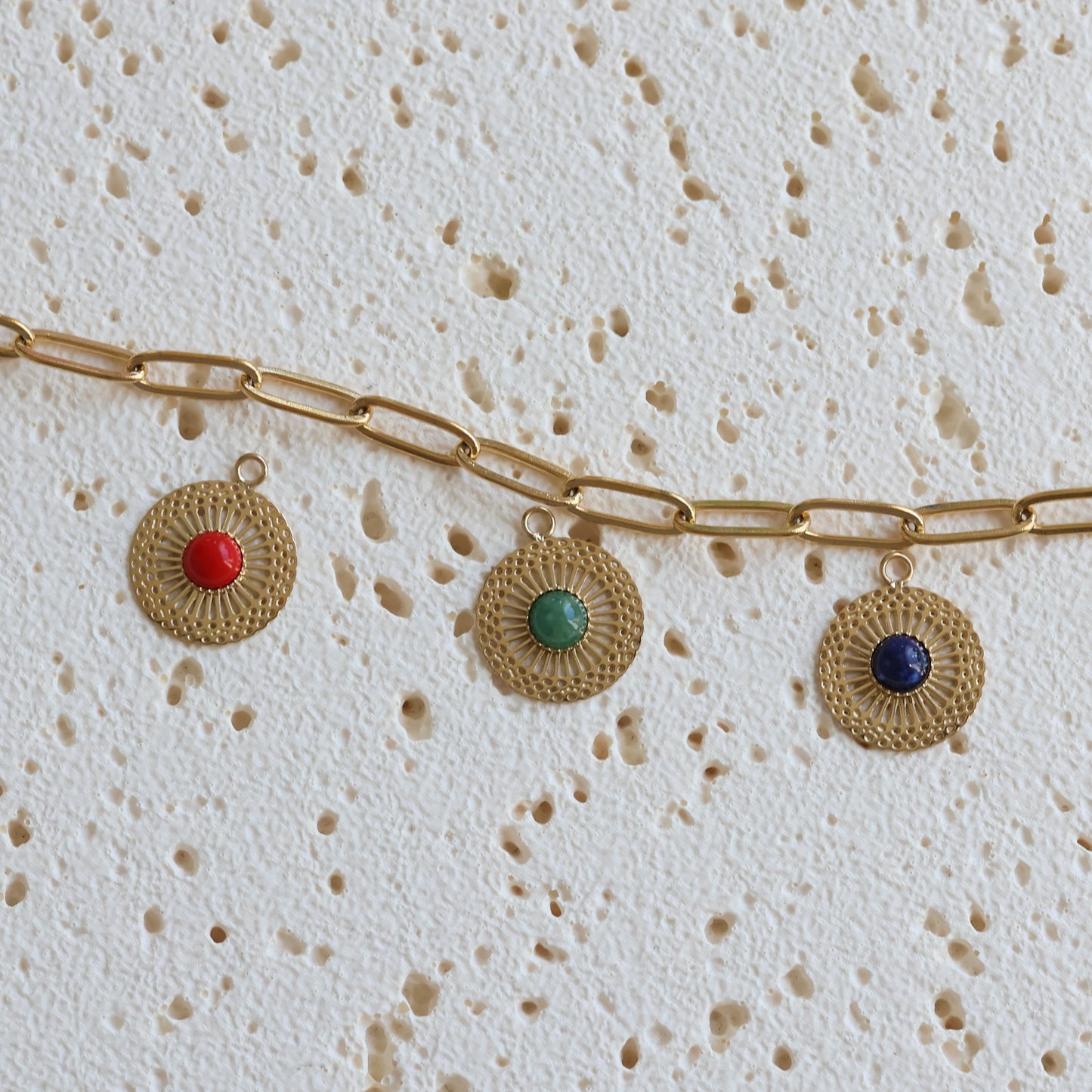 Ethereal Sun Disc Natural Stone Charms