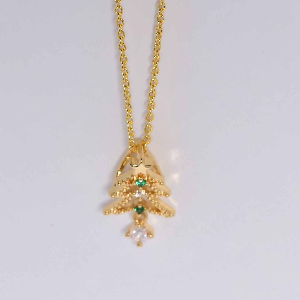 Christmas Tree🎄 Gold Plated Necklace with Cubic Zirconia
