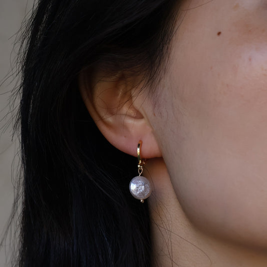 Button Pearl Drop Earrings