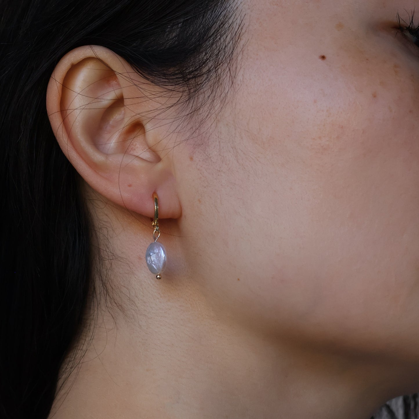 Button Pearl Drop Earrings