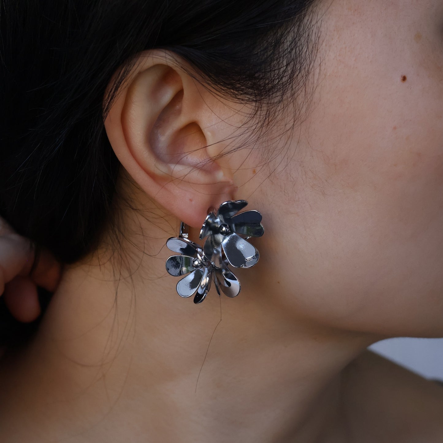 Statement Oversize Flower Petal Hoop Earrings