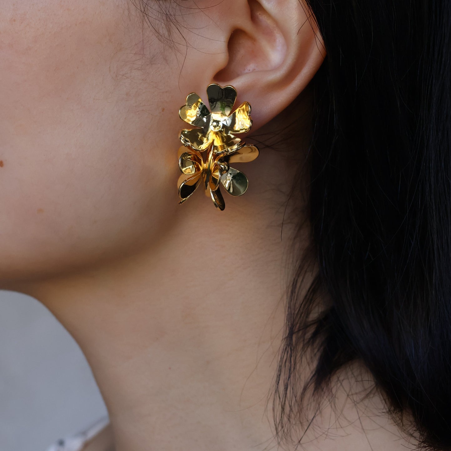 Statement Oversize Flower Petal Hoop Earrings