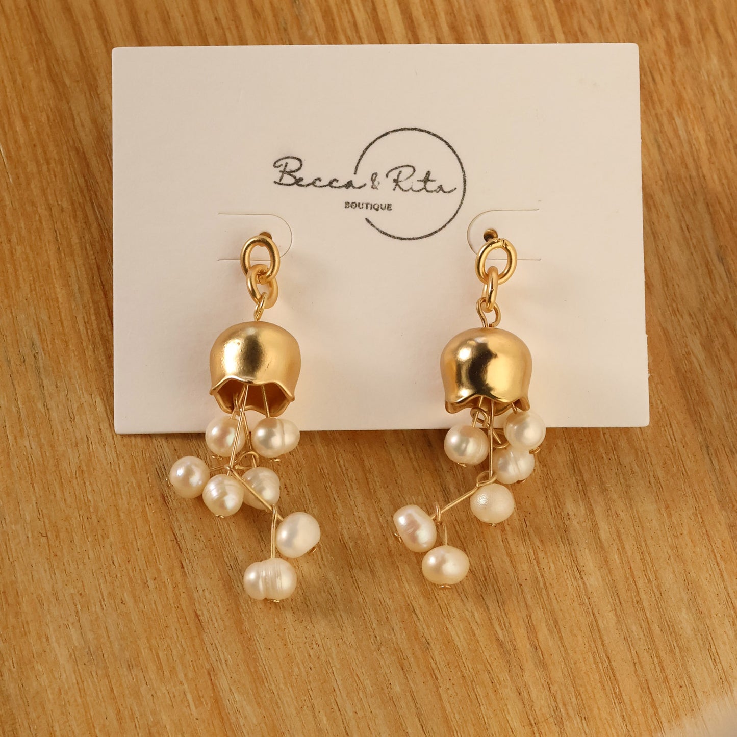 Canterbury bell freshwater pearl earrings
