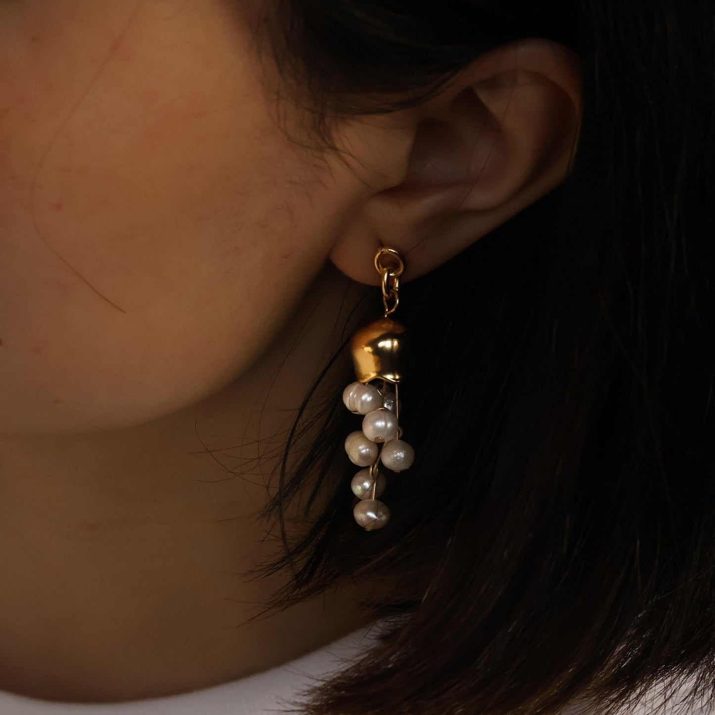 Canterbury bell freshwater pearl earrings