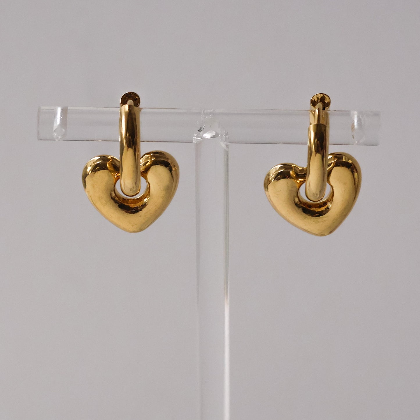 Carys gold plated heart huggie hoop earrings