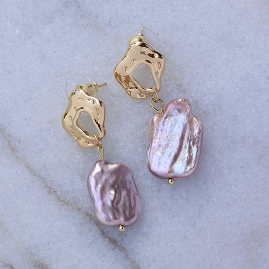 Eloise Baroque Purple Baroque Pearl Earrings