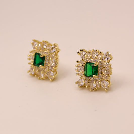 Square cubic zirconia stud earrings
