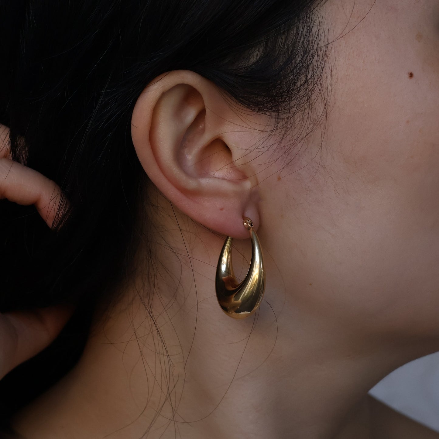 Gold Crescent Hoop Earrings