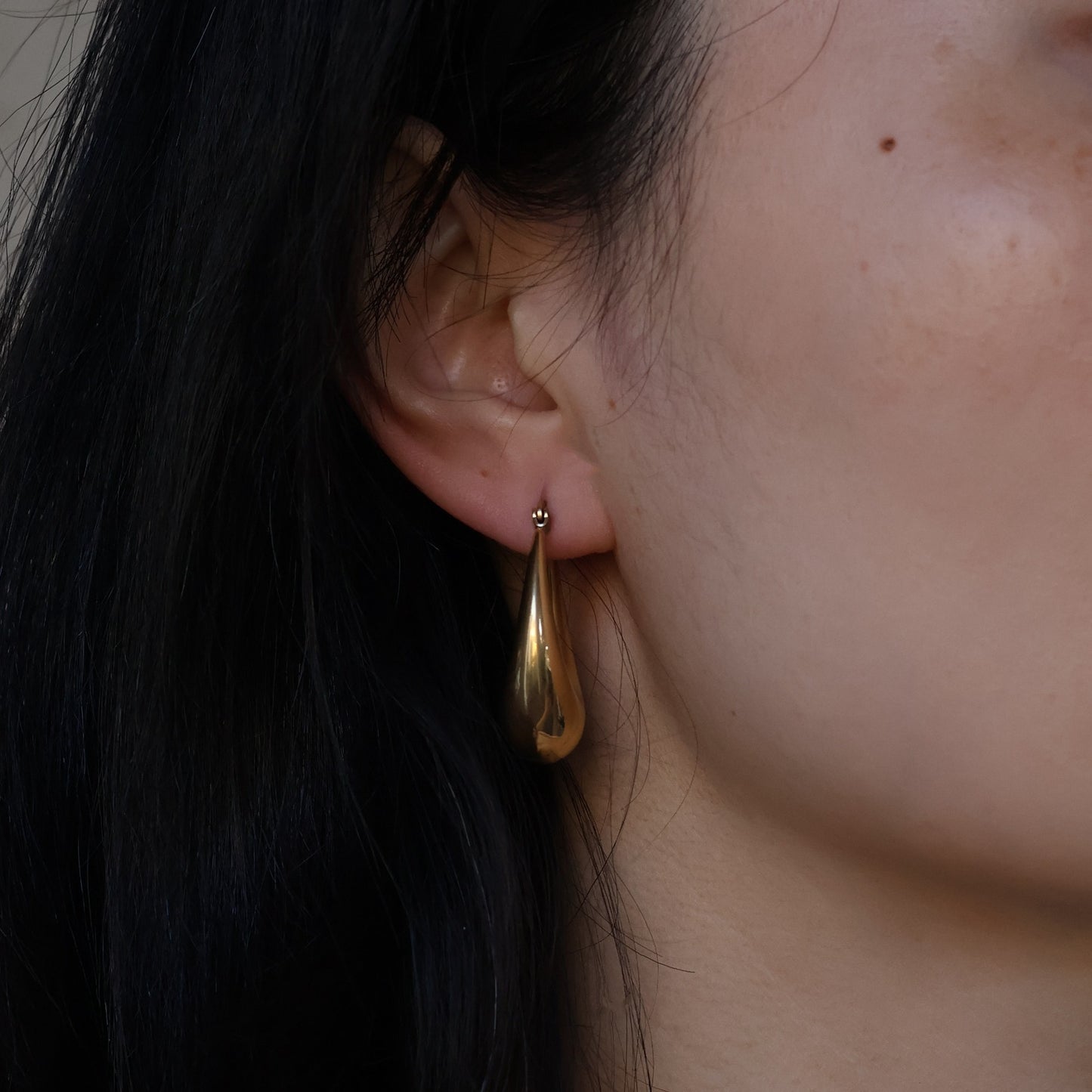 Gold Crescent Hoop Earrings