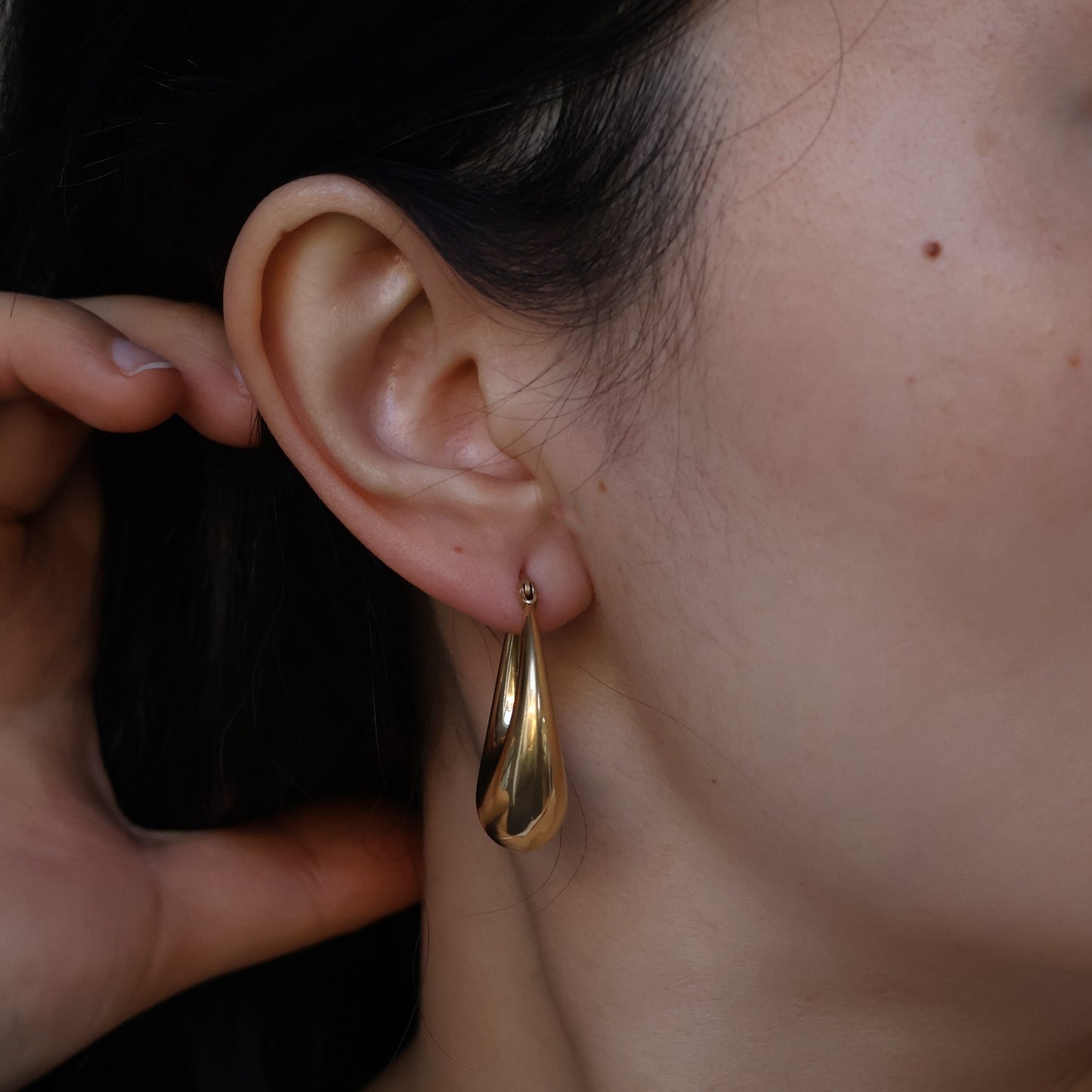 Gold Crescent Hoop Earrings