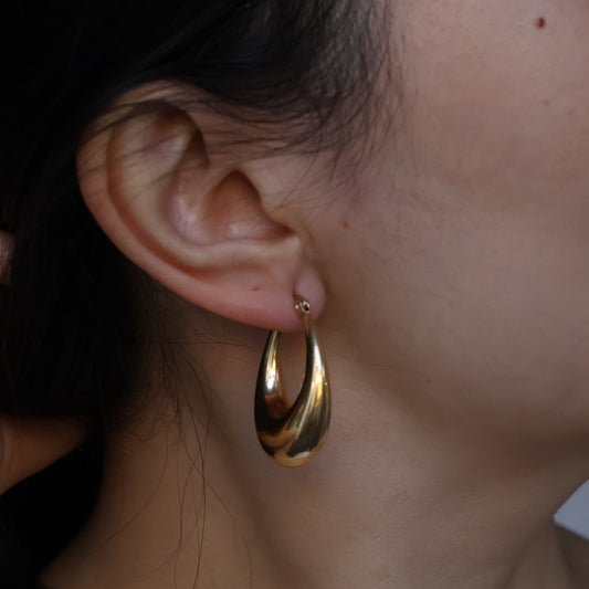 Gold Crescent Hoop Earrings