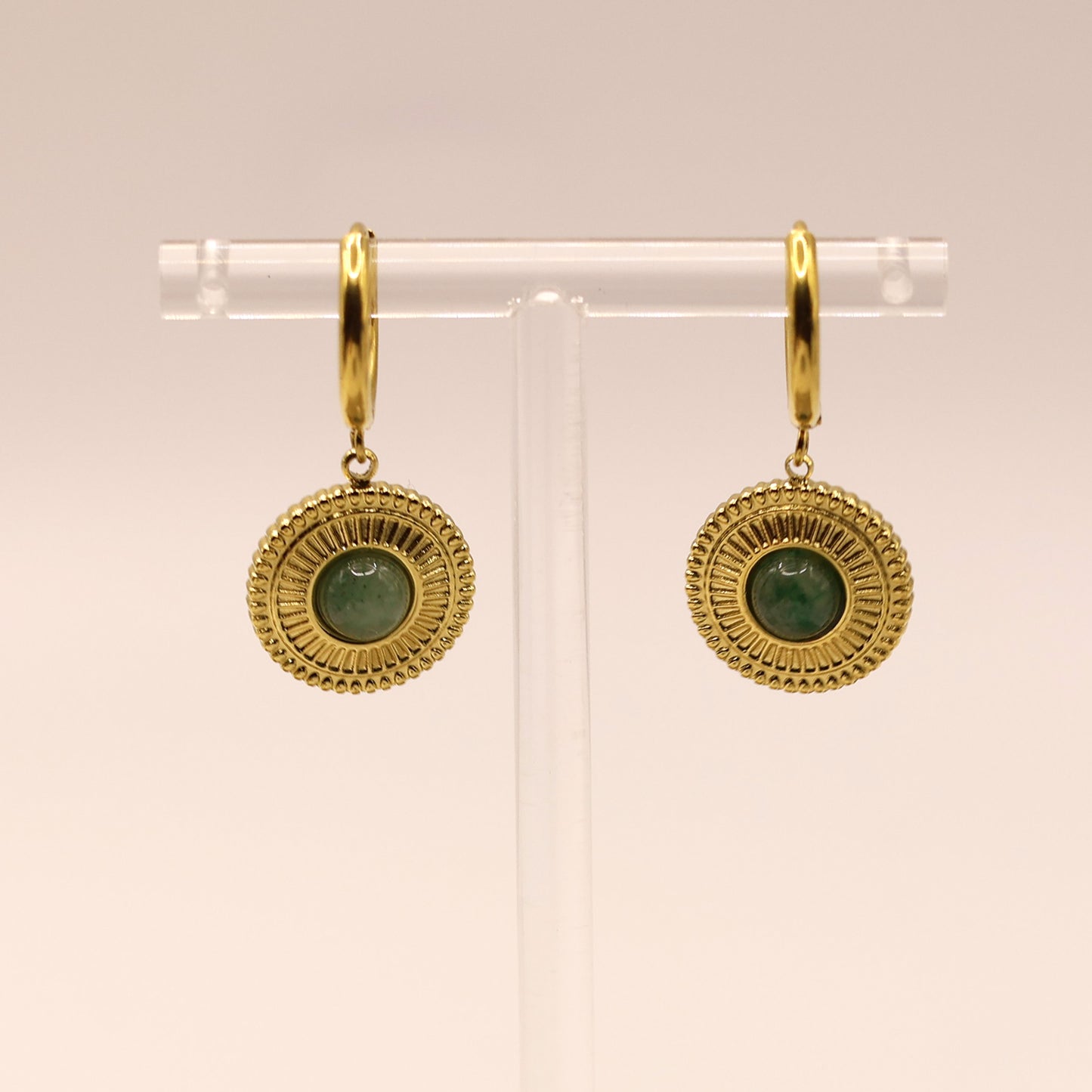 Jade huggies earrings