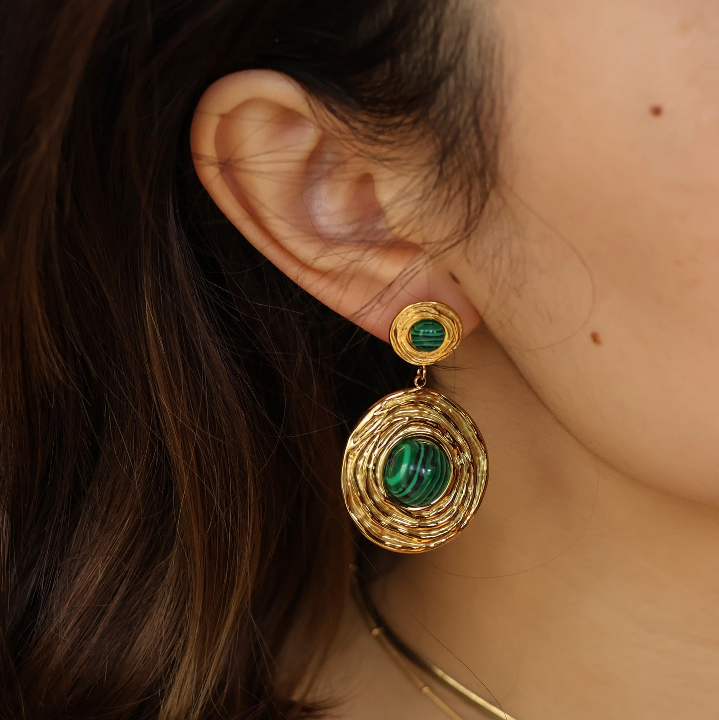 Sage Malachite Statement Earrings
