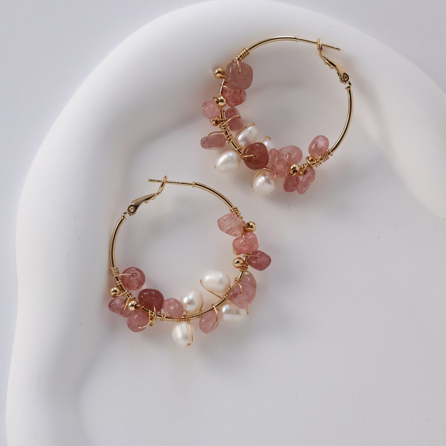 Strawberry Summer Hoop Earrings Handmade