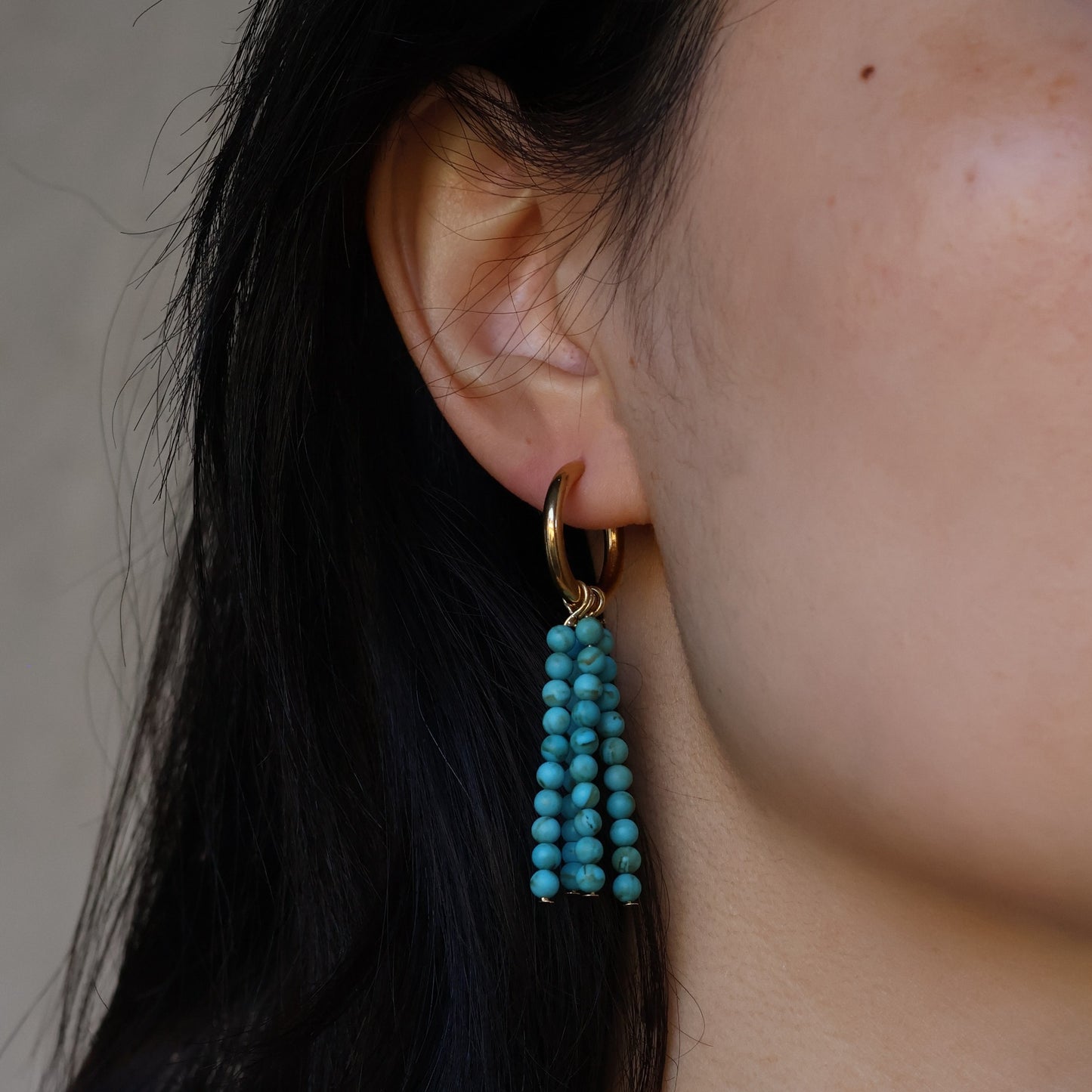 Turquoise Tassel Hoops handmade