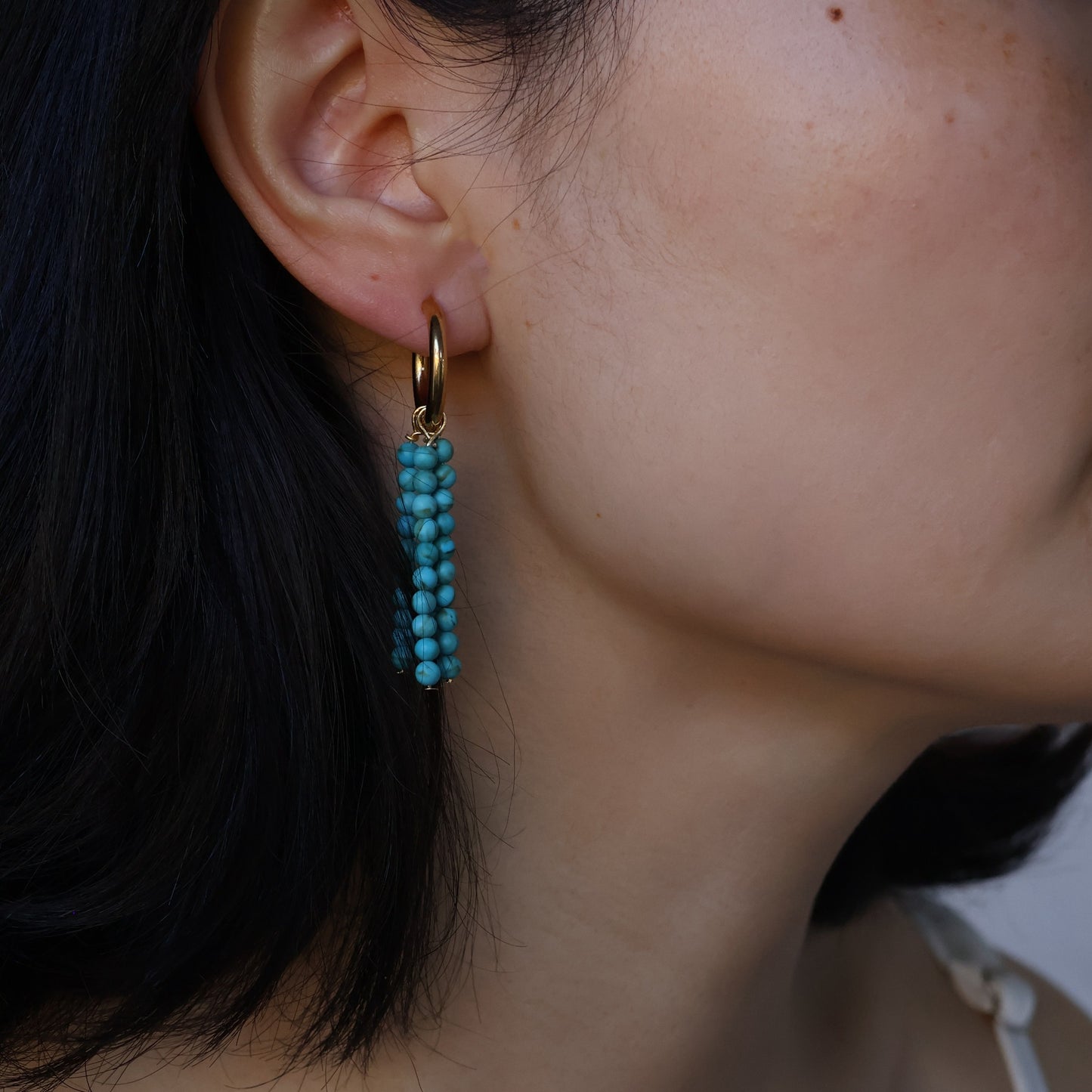 Turquoise Tassel Hoops handmade