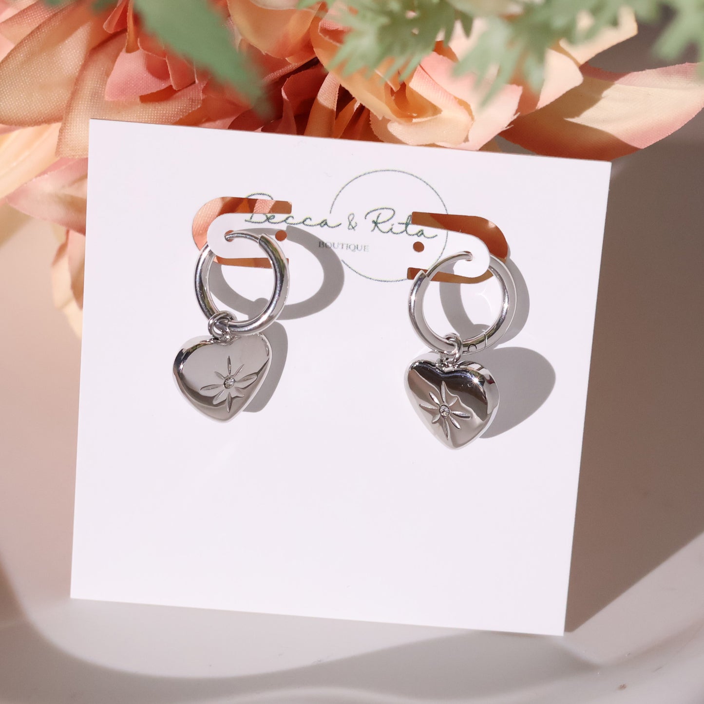 Valentine hoop earrings Sparkle Heart