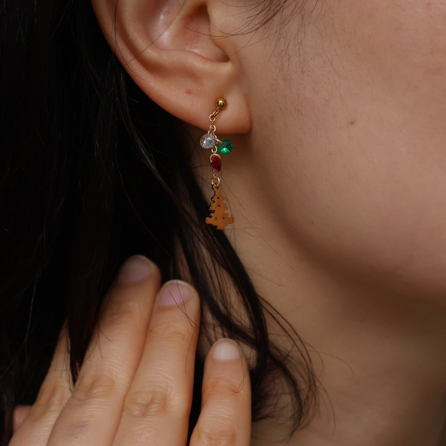 Handmade Christmas earrings gold plated