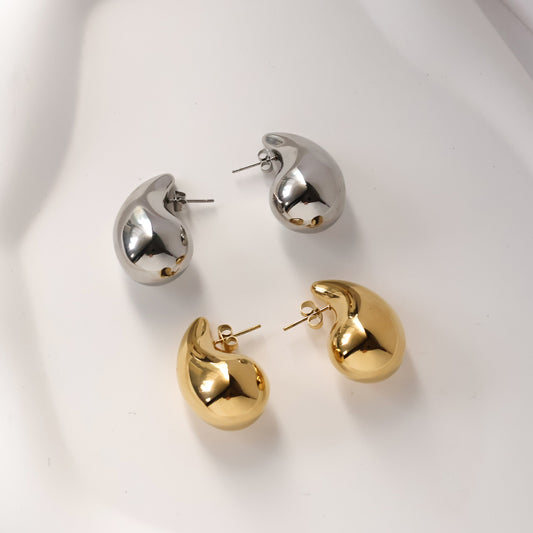 Gold plated water drop  stud earrings