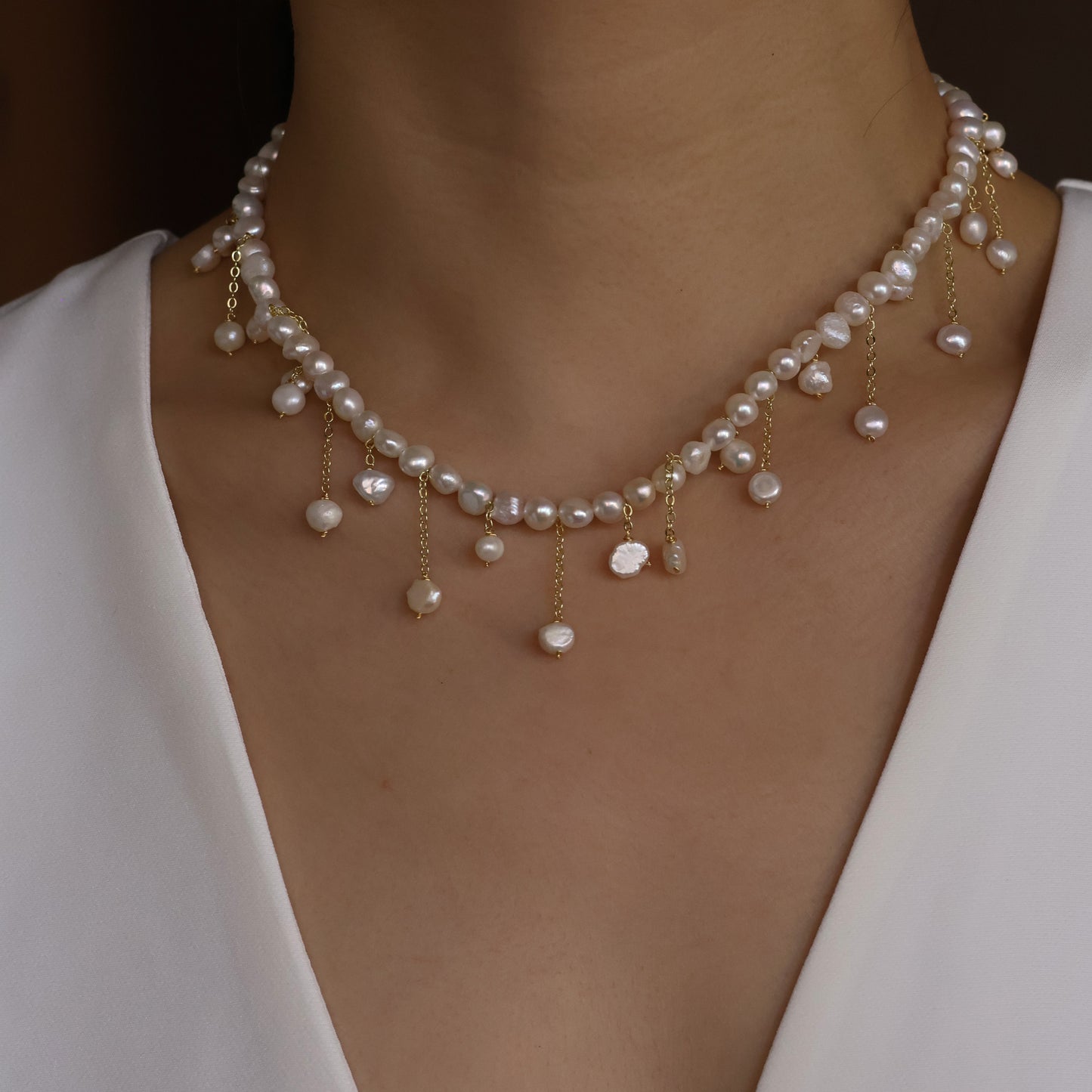 Elene Bridal Pearl Necklace Handmade for wedding prom