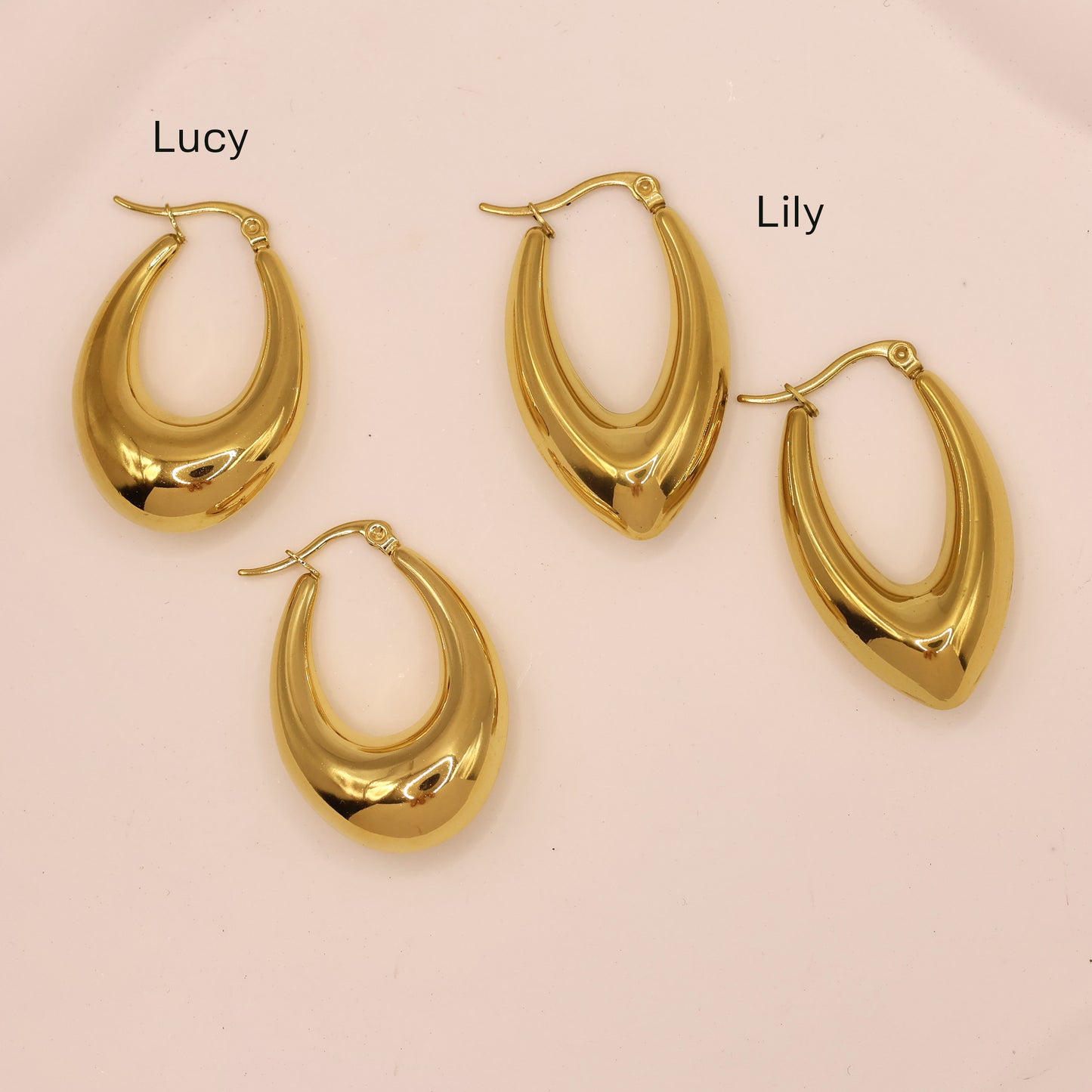 Statement gold plated huggies earrings