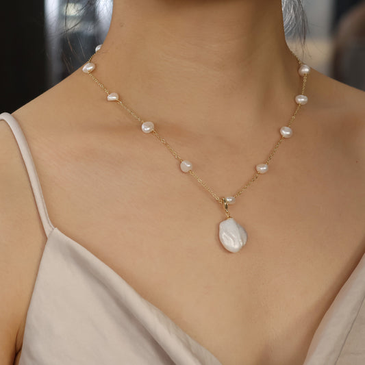 Gwen freshwater pearl long necklace handmade