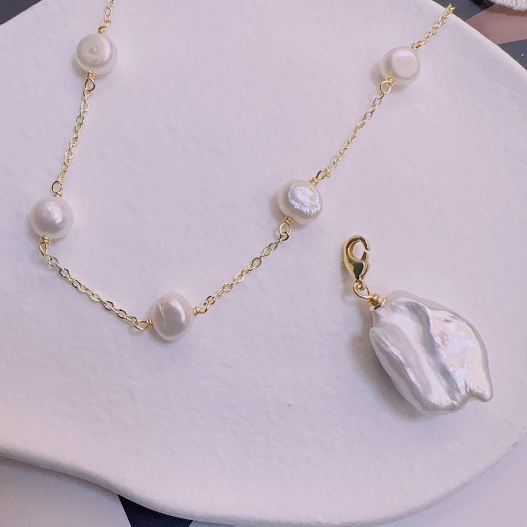 Gwen freshwater pearl long necklace handmade