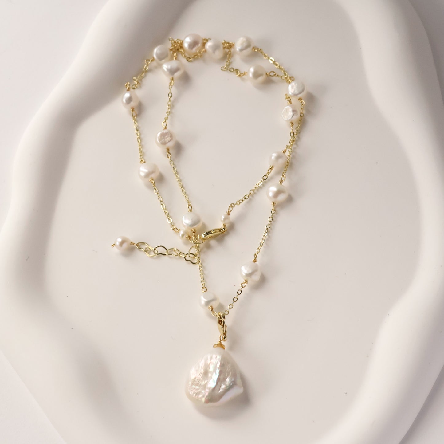 Gwen freshwater pearl long necklace handmade
