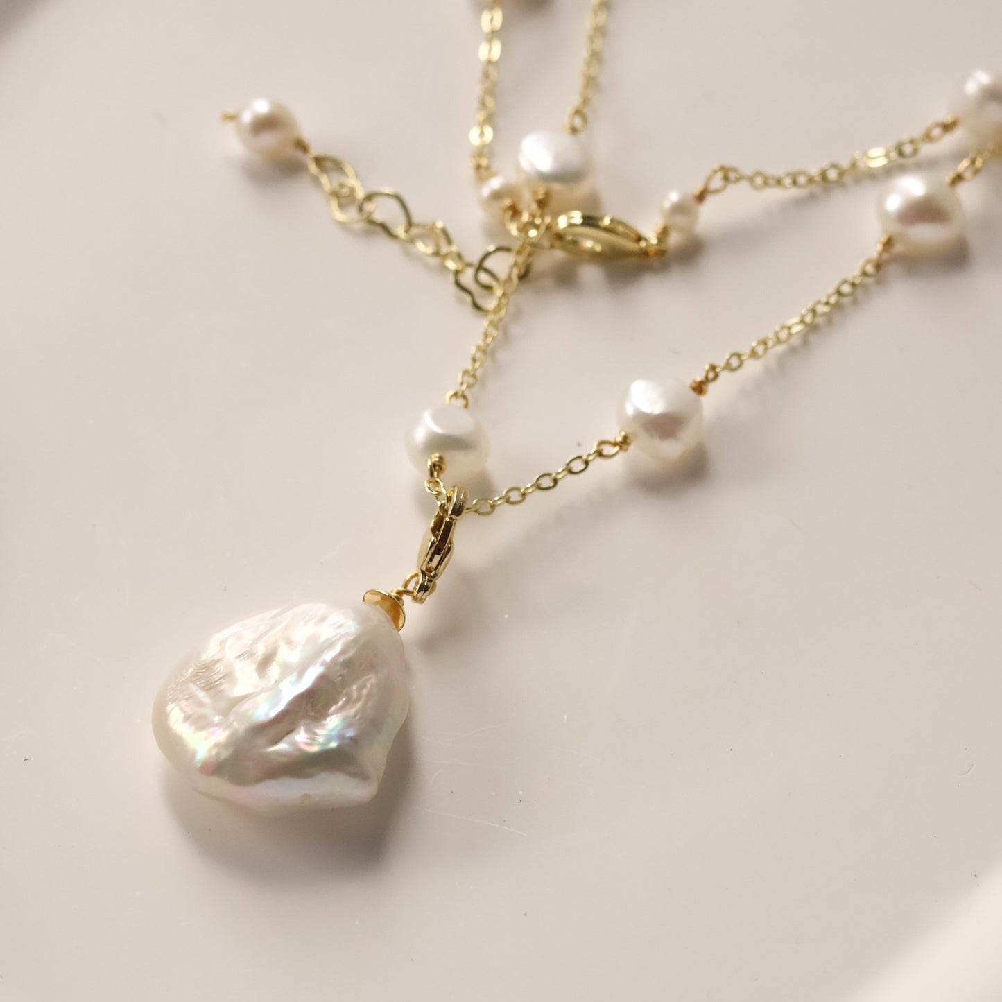 Gwen freshwater pearl long necklace handmade