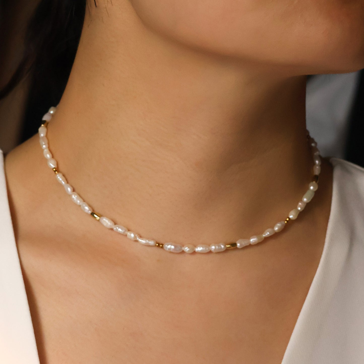 Freshwater Keshi Pearl Choker Necklace