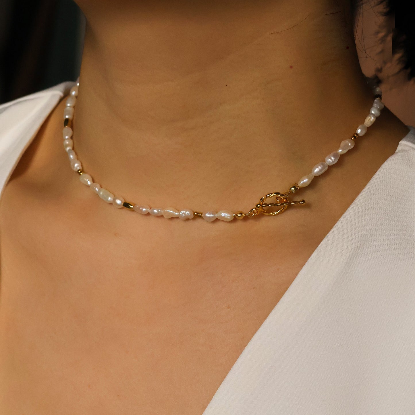 Freshwater Keshi Pearl Choker Necklace