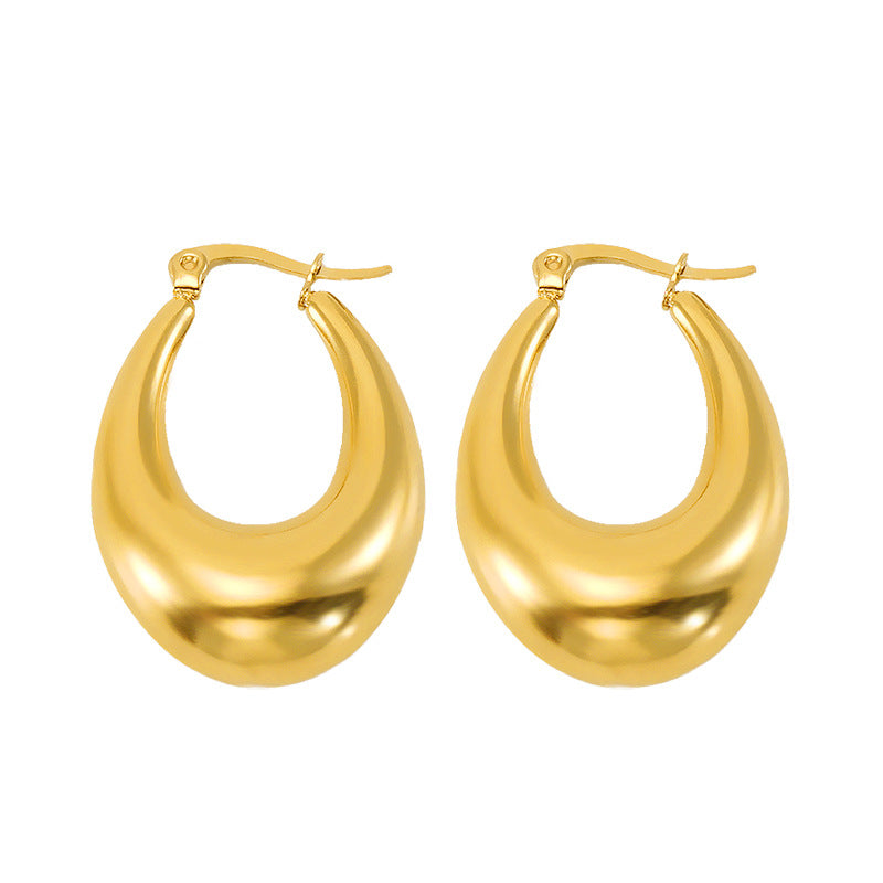Statement gold plated huggies earrings