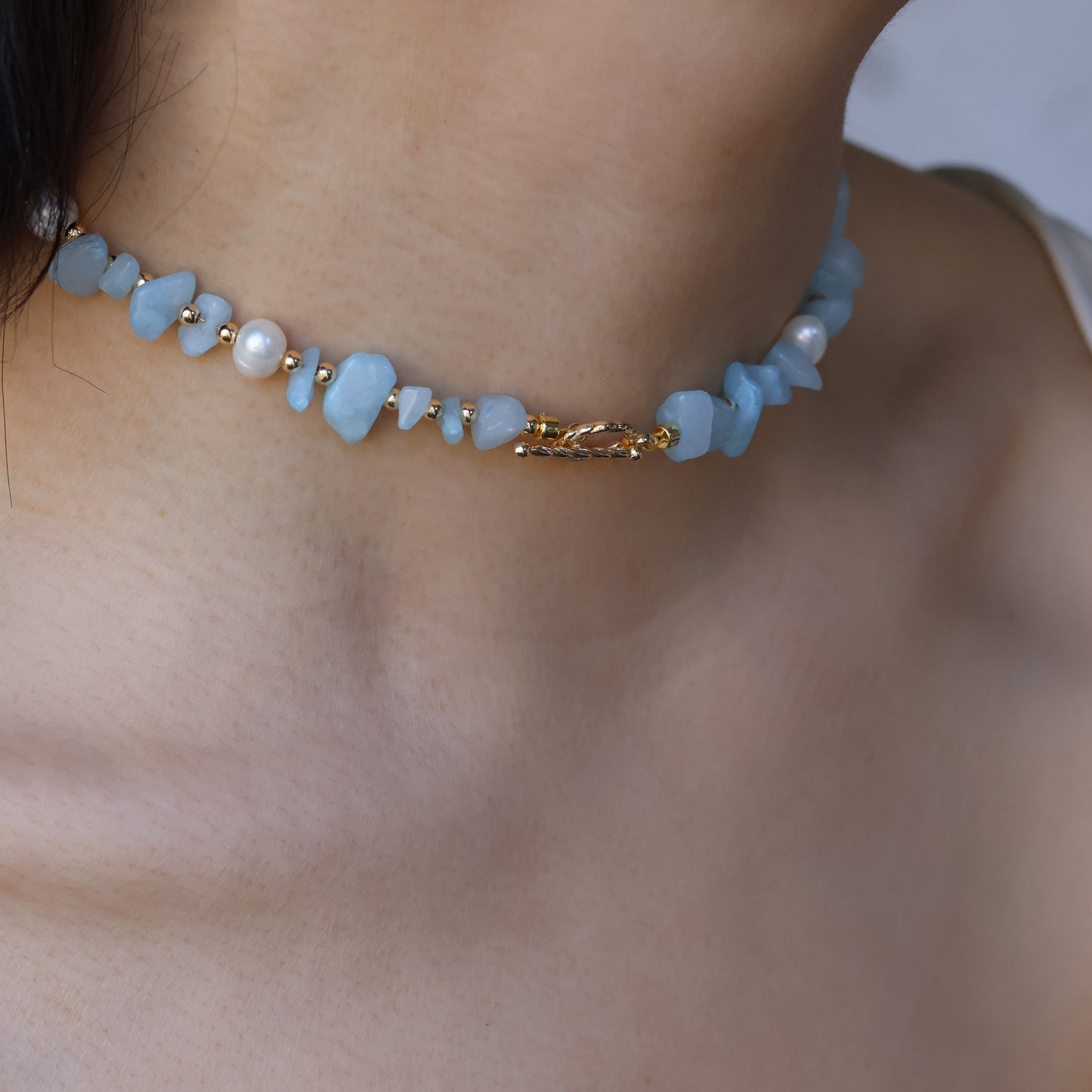 Aquamarine Bliss Choker Necklace handmade