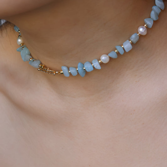 Aquamarine Bliss Choker Necklace handmade