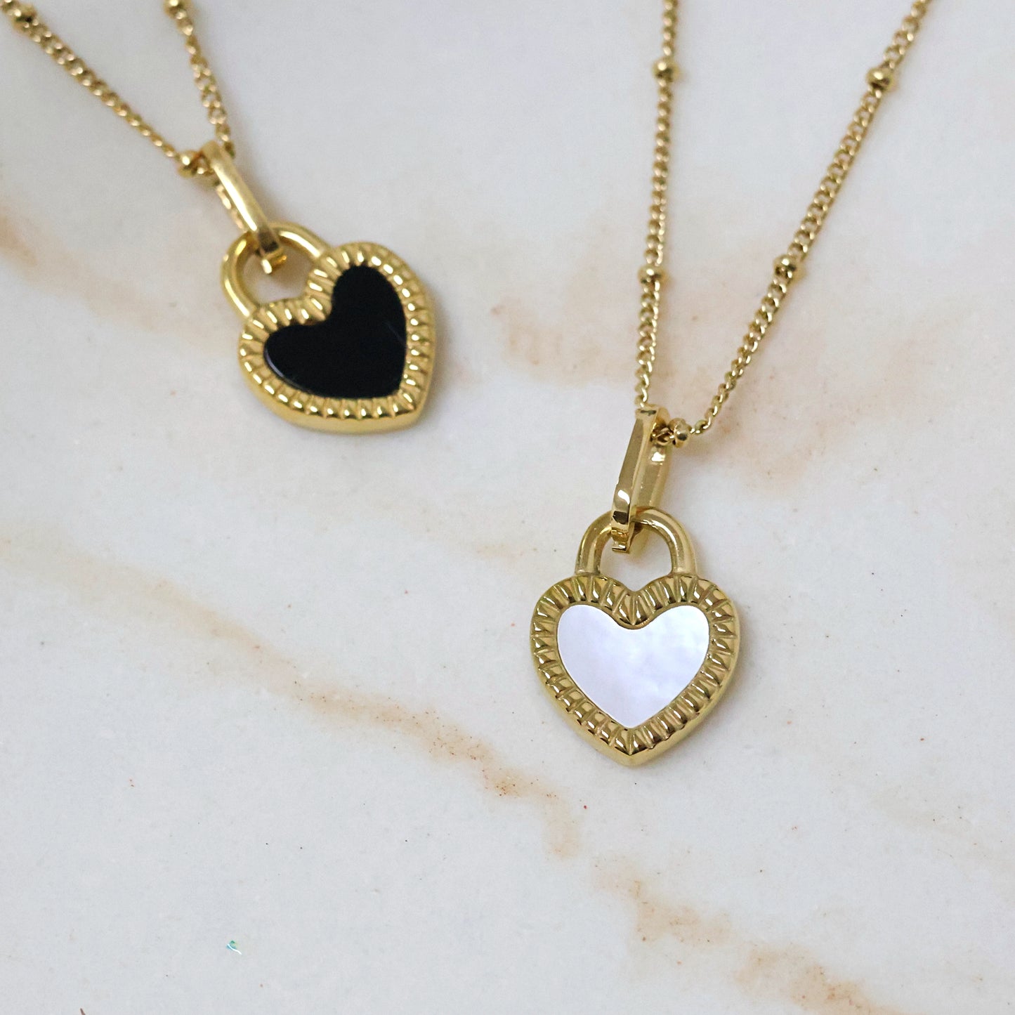 Double-Sided Heart Pendant Necklace