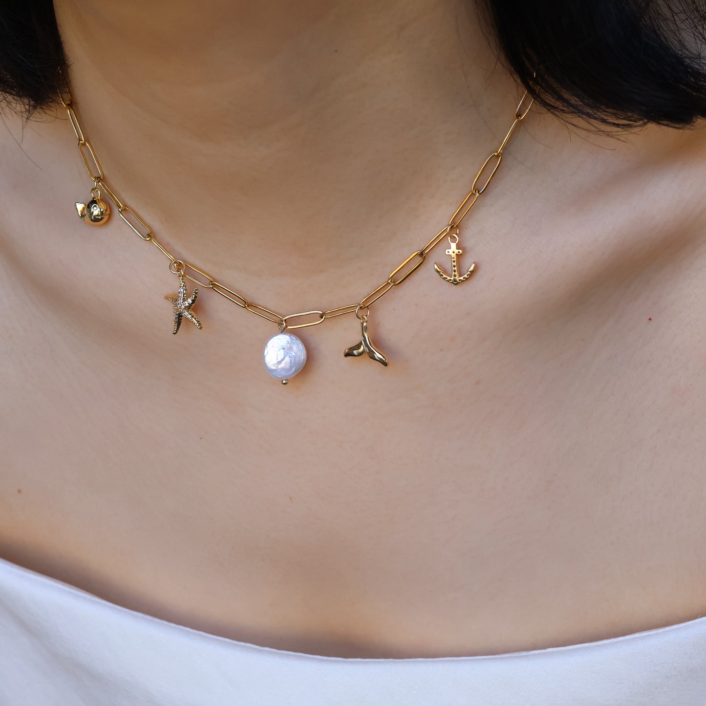 Seafarer's Charm Necklace handmade gold plated