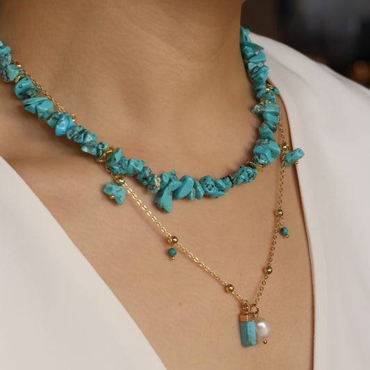 Callista Turquoise stone chip necklace handmade