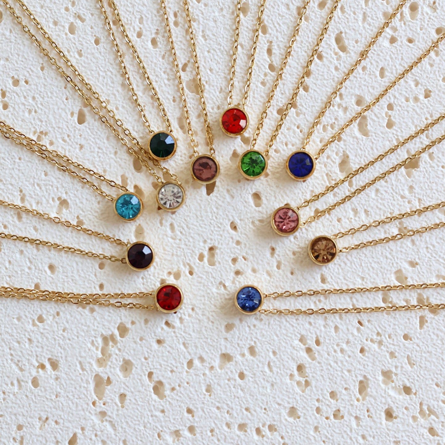 Personalised birthstone necklace real gold plated