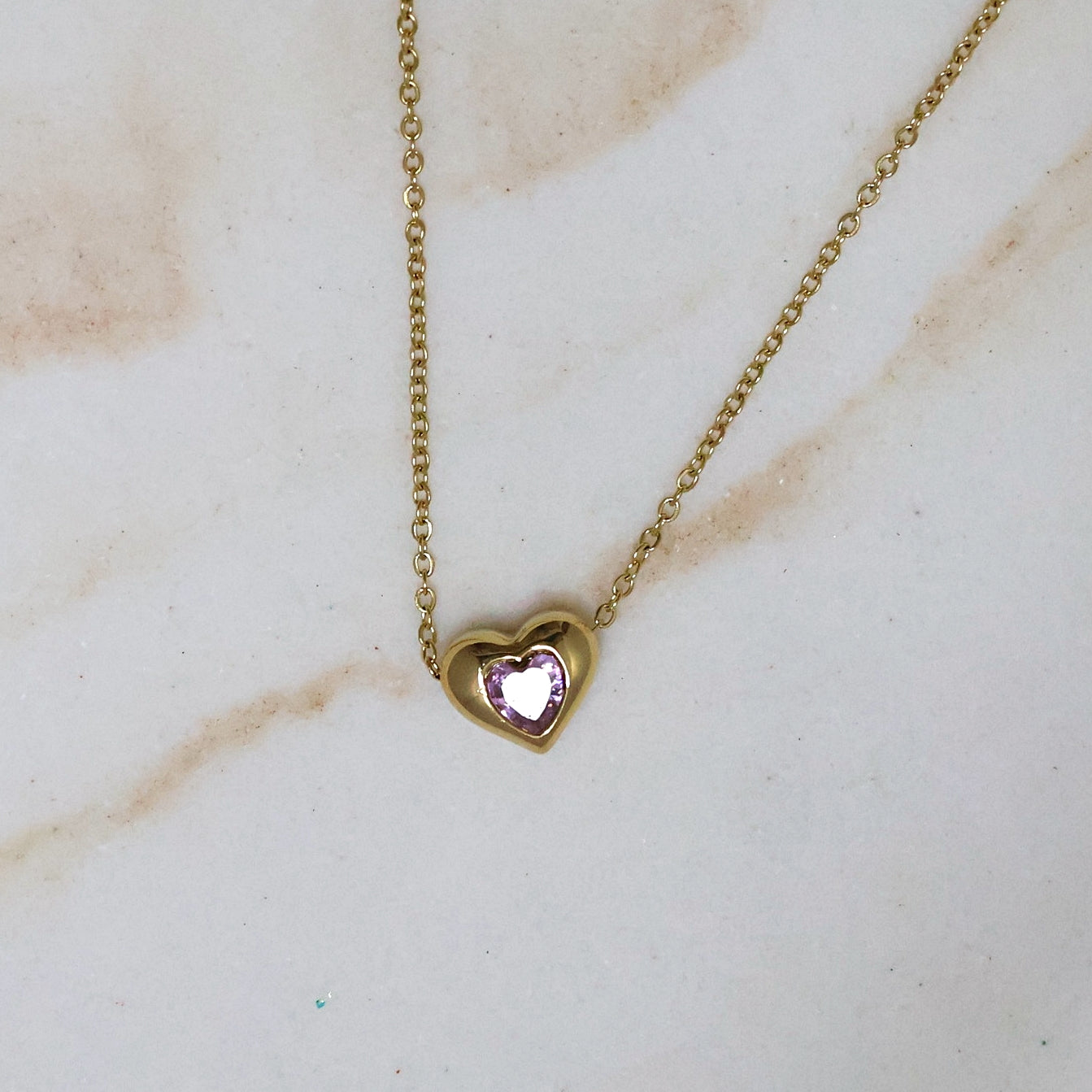 Rosalie Pink Heart Pendant Necklace